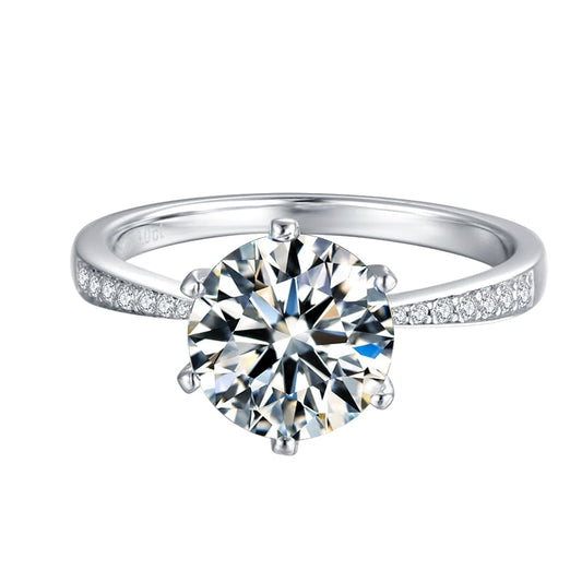 Ladies Sparkling 3 Ct White Fire Moissanite Ring